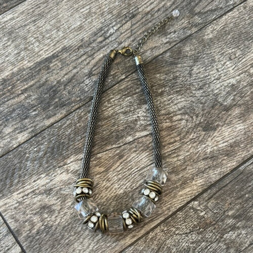 Elegant Silver and Gold Mesh Necklace